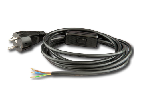 Steckerkabel 3x0,75 mit Schukostecker und Schalter 3m schwarz