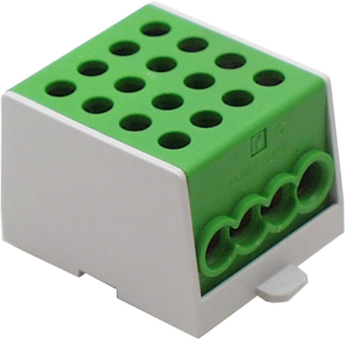 Hauptleitungs-Abzweigklemme M2, 35/25mm²,1-polig, grün | 2 Eingänge, 6 Ausgänge |