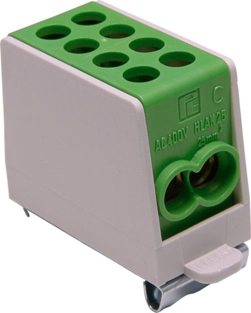 Hauptleitungs-Abzweigklemme M2, 25/16mm²,1-polig, grün | 2 Eingänge, 2 Ausgänge |