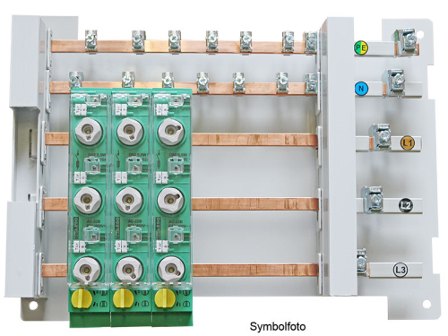 EVZ-440-4R, 4xLTS 25A, Einsatz für Vorzählersicherungskasten, mit Abdeckung
