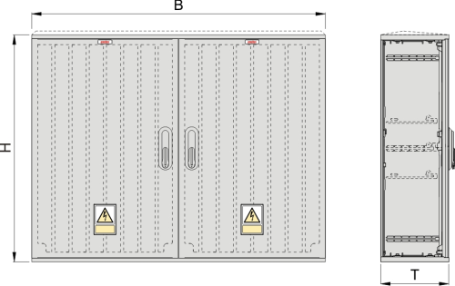 OS 53x2x80 Kasten GFK, glatt, Flachdach, 4-türig, 2 Sperren, BxHxT=1058x820x245