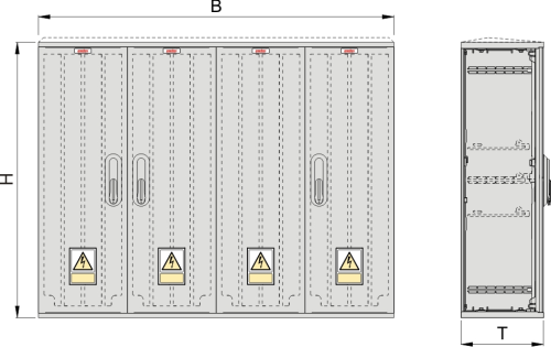 OS 26x2/53x60-2 Kasten GFK, glatt, Flachdach, 4-türig, 3 Sperren, BxHxT=1058x640x245