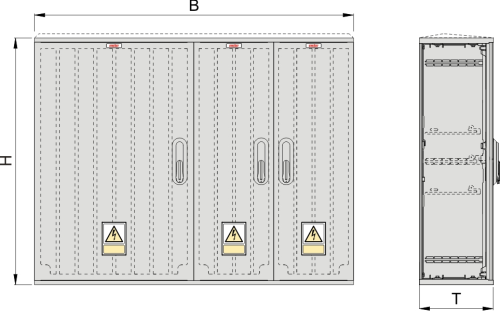 OS 53/2x26x60 Kasten GFK, glatt, Flachdach, 3-türig, 3 Sperren, BxHxT=1058x620x245