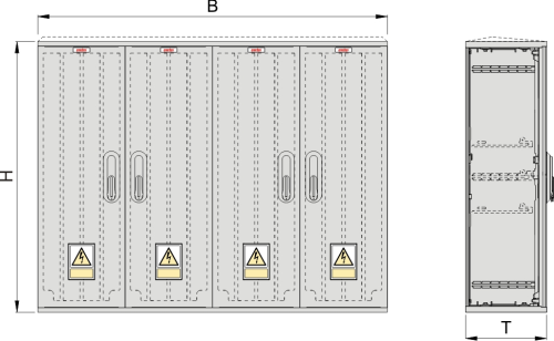 OSZ 26x4x60 Kasten GFK, gerippt, Schrägdach, 4-türig, 3 Sperren, BxHxT=1058x640x245