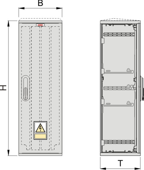 OSZi 26x80 Kasten GFK mit Isolierstützer, gerippt, Flachdach, 1-türig, 1 Sperre, BxHxT=264x820x245