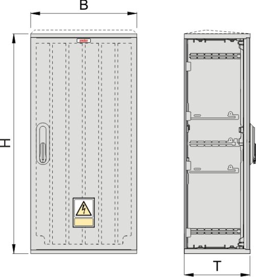 OSi 40x80 Kasten GFK mit Isolierstützer, glatt, Schrägdach, 1-türig, 1 Sperre, BxHxT=396x840x245