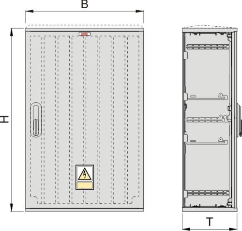 OSi 53x80 Kasten GFK mit Isolierstützer, glatt, Schrägdach, 1-türig, 1 Sperre, BxHxT=528x840x245