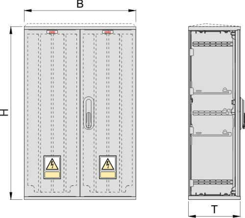 OSi 53x80-2 Kasten GFK mit Isolierstützer, glatt, Flachdach, 2-türig, 1 Sperre, BxHxT=528x820x245