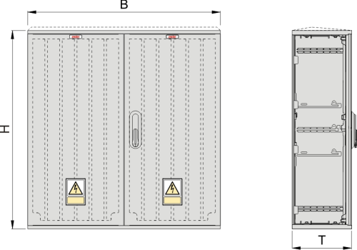 OSi 80x80 Kasten GFK mit Isolierstützer, glatt, Schrägdach, 2-türig, 1 Sperre, BxHxT=795x840x245