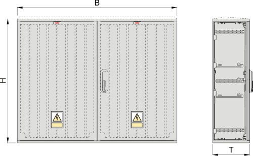 OSi 106x80 Kasten GFK mit Isolierstützer, glatt, Flachdach, 2-türig, 1 Sperre, BxHxT=1058x820x245