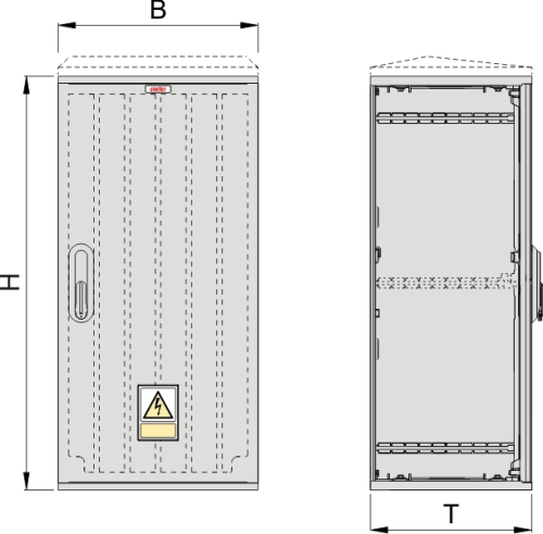 KSZ 40 x 60 Kasten GFK, gerippt, Flachdach, 1-türig, 1 Sperre, BxHxT=396x620x320