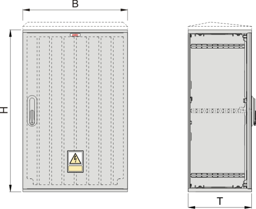 KSZ 53 x 80 Kasten GFK, gerippt, Flachdach, 1-türig, 1 Sperre, BxHxT=528x820x320