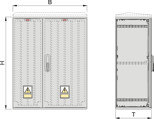 KSZ 66 x 60 Kasten GFK, gerippt, Schrägdach, 2-türig, 1 Sperre, BxHxT=660x664x320