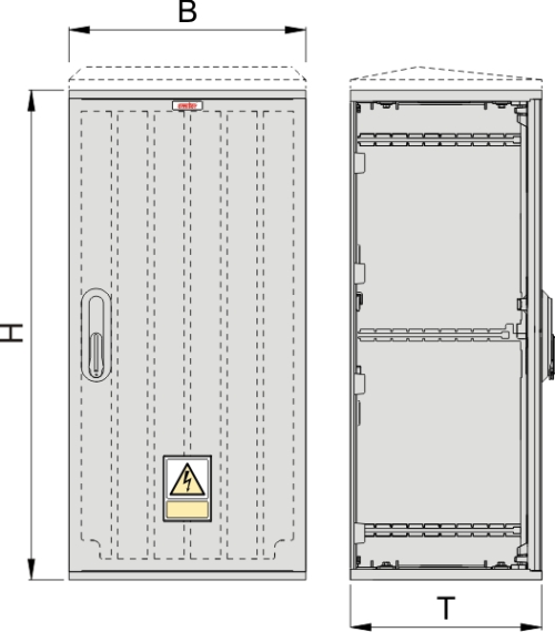 KSZi 40 x 80 Kasten GFK + Isolierstützer, gerippt, Flachdach, 1-türig, 1 Sperre, BxHxT=396x820x320