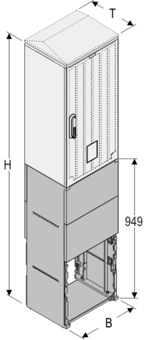 KSi+KF 40 x 80 Kasten GFK + Sockel + Isolierstützer, glatt, Schrägdach, 1-türig, 1 Sperre, BxHxT=396x1787x320