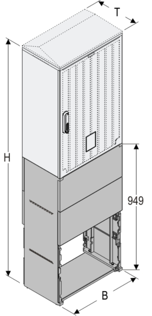 KSi+KF 53 x 80 Kasten GFK + Sockel + Isolierstützer, glatt, Flachdach, 1-türig, 1 Sperre, BxHxT=528x1743x320