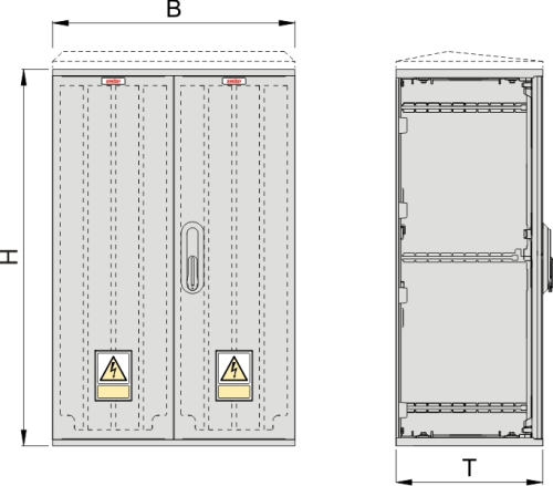 KSi 53 x 80 - 2 Kasten GFK + Isolierstützer, glatt, Flachdach, 2-türig, 1 Sperre, BxHxT=528x820x320