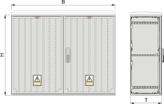 KSi 106 x 80 Kasten GFK + Isolierstützer, glatt, Flachdach, 2-türig, 1 Sperre, BxHxT=1058x820x320