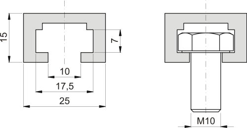 PKC Konstruktionsprofil, BxT=25x15