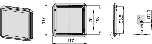 W 117 Sichtfenster, BxH=117x117