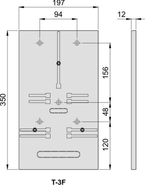T-3F Zählertafel, BxHxT=197x350x12