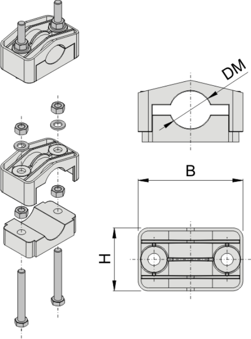 PUK 45 Kabelschelle, BxH=126x59, DM=45-70