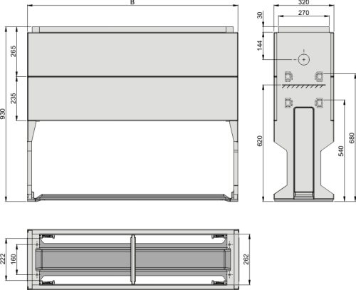 DIN 0 Sockel FD 0, BxHxT=595x930x320