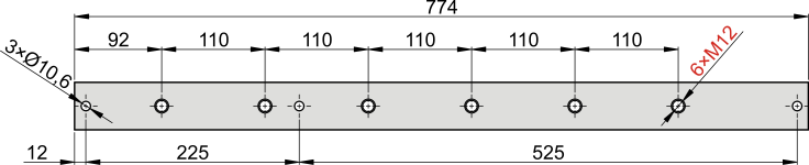 SZR 79 60x10 Kupferschienen mit Einpressmuttern