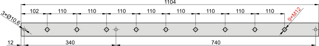 SZR 92 40x10 Kupferschienen mit Einpressmuttern