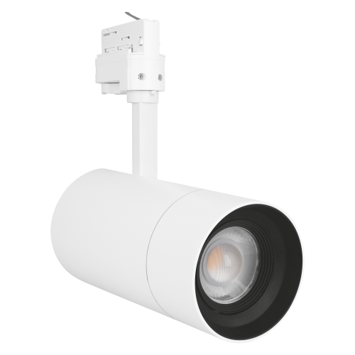 LED - 3 Phasen-Stromschienenstrahler Universal | 25W | Dimmbar über Schieberegler: 60-1500lumen | Einstellbarer Abstrahlwinkel: 15°-55° | Gehäuse: weiß | 3000K | CRI>97