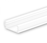 PL1 weiß / Klasse1 Aluprofil flach weiß RAL9010 für LED-Flex; Außenmaß BxH: 16,8x5,91mm; Innenmaß BxH: 12,4x5,11mm; (für LED Bänder mit max. 12mm Breite) in Stange zu 2m