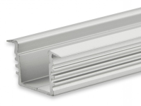 PL3 / Klasse1 Einbau Aluprofil hoch für LED-Flex; Außenmaß inkl. Flügel BxH: 23,07x13,03mm; Einbaumaß BxH: 16,8x11,9mm; Innenmaß BxH: 12,4x13mm; (für LED Bänder mit max. 12mm Breite) in Stange zu 2m