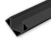 PO23n schwarz / Klasse11 Aluprofil Eckprofil 45° schwarz RAL9005 für LED-Flex | Außenmaß BxH: 25,45x11,25mm | (für LED Bänder mit max. 11mm Breite) in Stange zu 2m