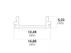 PO15 / Klasse3 Aluprofil flach randlos für LED-Flex; Außenmaß BxH: 16,8x5,23mm; Innenmaß BxH: 12,49x5,11mm; (für LED Bänder mit max. 12mm Breite) in Stange zu 2m