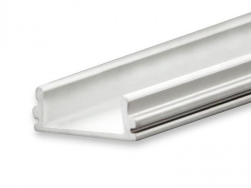 PO15 / Klasse3 Aluprofil flach randlos für LED-Flex; Außenmaß BxH: 16,8x5,23mm; Innenmaß BxH: 12,49x5,11mm; (für LED Bänder mit max. 12mm Breite) in Stange zu 2m