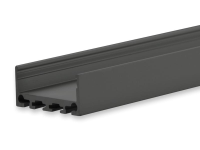 PN4 schwarz / Klasse10 Aluprofil schwarz RAL9005 für LED-Flex; Außenmaß BxH: 26,79x11,69mm; Innenmaß BxH: 24,08x7,59mm; (für LED Bänder mit max. 24mm Breite) in Stange zu 2m