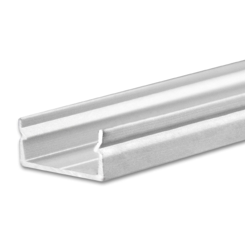 SL8 / Klasse4 Aluprofil flach für LED-Flex; Außenmaß BxH: 17,15x7,40mm; Innenmaß BxH: 14,74x6,50mm; (für LED Bänder mit max. 12mm Breite) in Stange zu 2m