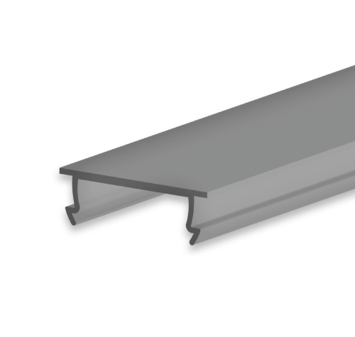 C48 / Abdeckung für Klasse4 Aluprofil; PC schwarz/matt; Lichtdurchlässigkeit: 30%; BxH: 17,20x5,66mm; in Stange zu 2m