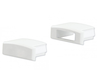 Endkappensatz für Aluprofil flach; PVC weiß; bestehend aus 2 Stück (1 mit Loch / 1 ohne Loch)