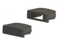 Endkappensatz für Aluprofil flach; PVC schwarz; bestehend aus 2 Stück (1 mit Loch / 1 ohne Loch)