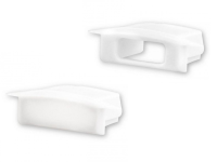 Endkappensatz für Einbau Aluprofil flach; PVC weiß; bestehend aus 2 Stück (1 mit Loch / 1 ohne Loch)
