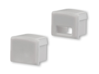 Endkappensatz für Aluprofil hoch; PVC grau; bestehend aus 2 Stück (1 mit Loch / 1 ohne Loch)