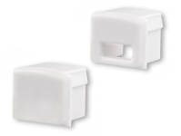 Endkappensatz für Aluprofil hoch; PVC weiß; bestehend aus 2 Stück (1 mit Loch / 1 ohne Loch)