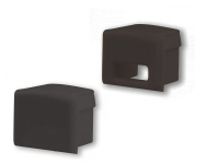 Endkappensatz für Aluprofil hoch; PVC schwarz; bestehend aus 2 Stück (1 mit Loch / 1 ohne Loch)