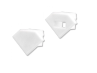 Endkappensatz für Eckprofil Aluprofil | PVC weiß | bestehend aus 2 Stück (1 mit Loch / 1 ohne Loch)