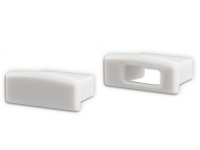 Endkappensatz für Aluprofil flach randlos; PVC grau; bestehend aus 2 Stück (1 mit Loch / 1 ohne Loch)