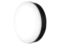LED Surface Bulkhead 250 On/Off | Schwarz | 10W | 800 lumen | 3000K warmweiß | IP65 | DM: 250mm | H: 70mm | IK10 |