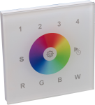 RGBW Funkinterface - Glas Touchpaneel weiß, 4 Zonen, 10 Farbabläufe, 4 Szenen, 86x86mm, kompatibel mit 651239