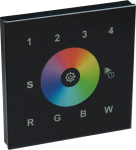 RGBW Funkinterface - Glas Touchpaneel schwarz, 4 Zonen, 10 Farbabläufe, 4 Szenen, 86x86mm, kompatibel mit 651239