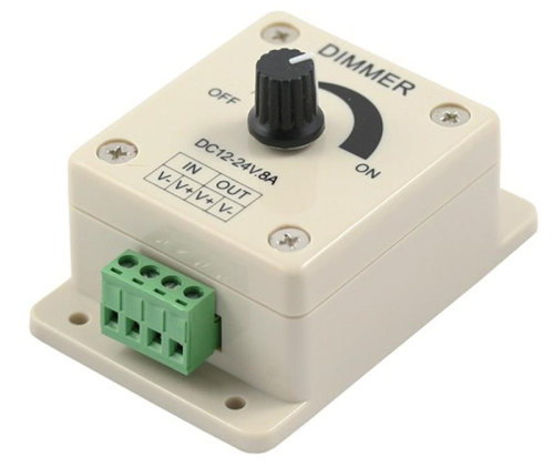 12/24VDC Drehdimmer | 12V= 96W ; 24V= 192W | LxBxH= 89x59x35mm | IP20